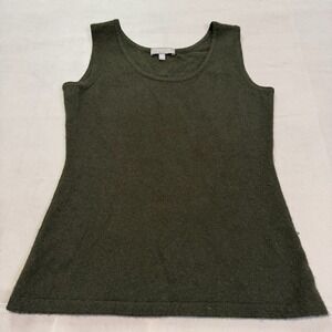 Neiman Marcus Cashmere Women Olive 100% Pure Cashmere Y2K Old Money Tank Top-S-